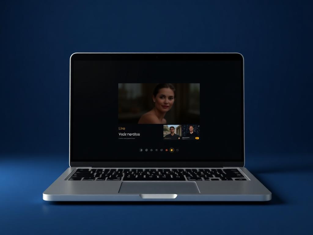 Mockup de laptop con sesión en vivo de implementación