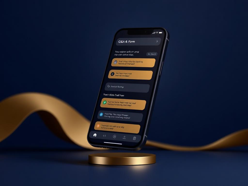 Mockup de celular con formulario de preguntas y respuestas